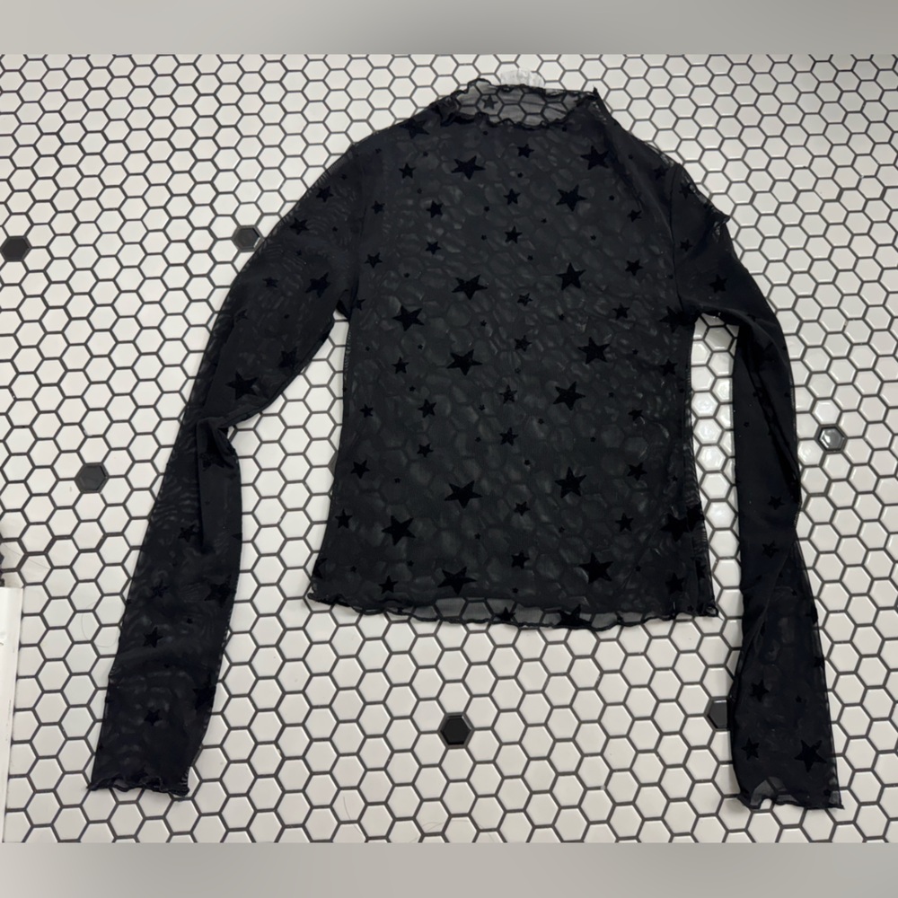 Bear Dance Black Sheer Star Top size medium